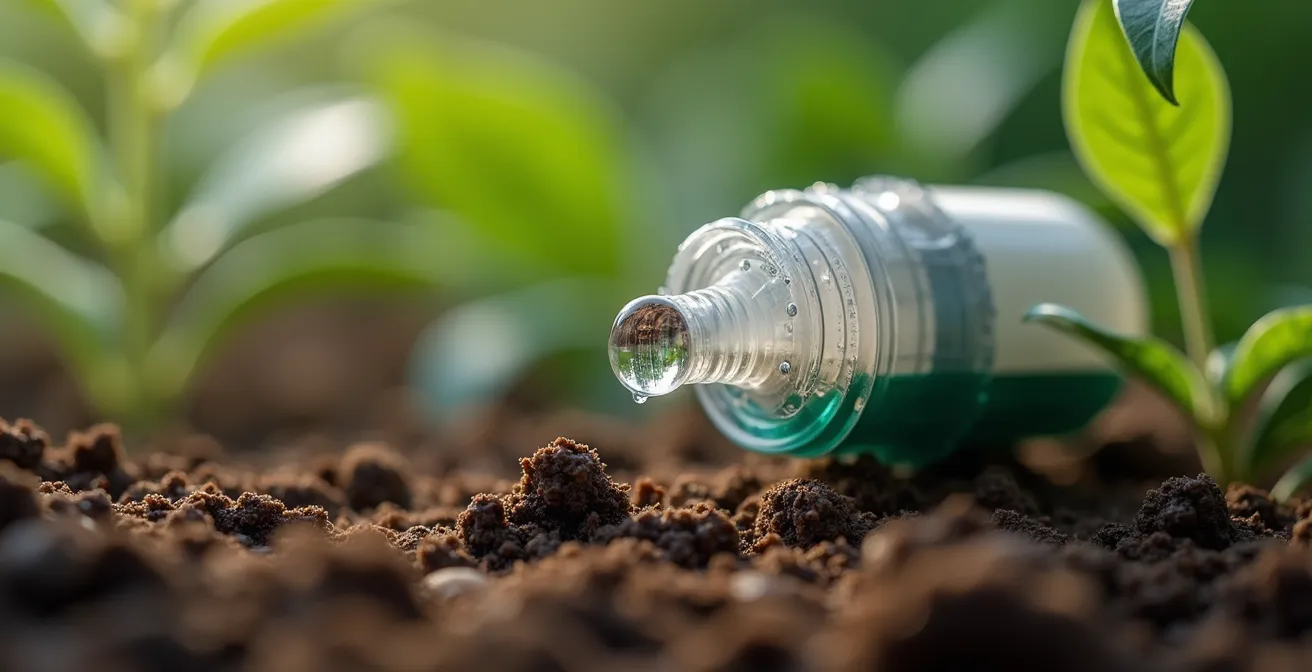 Dettaglio ravvicinato di un'ala gocciolante autocompensante in funzione