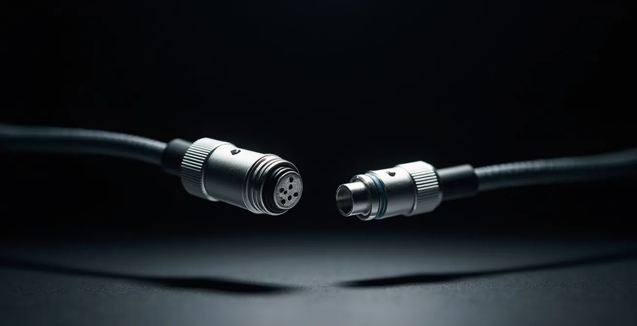 Dettaglio ravvicinato connettore ISOBUS a 9 pin su trattore agricolo