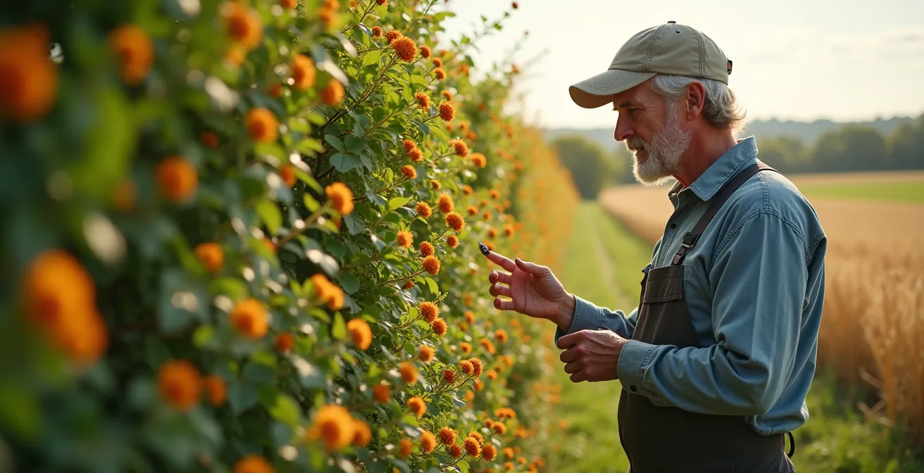 Siepe polifunzionale con piante native che attirano insetti utili