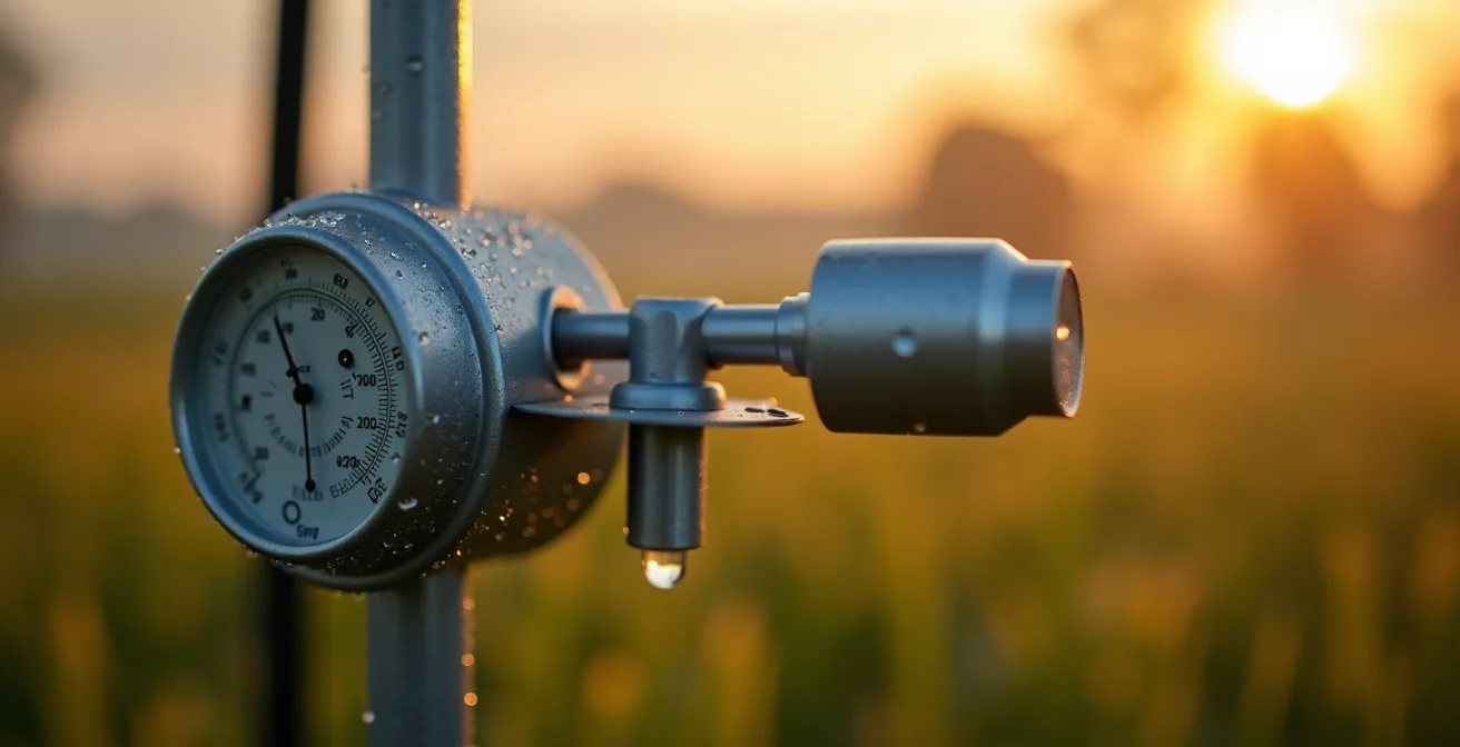 Stazione meteorologica installata in campo agricolo per previsioni iper-locali